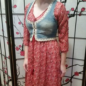 NWOT Long red floral dress